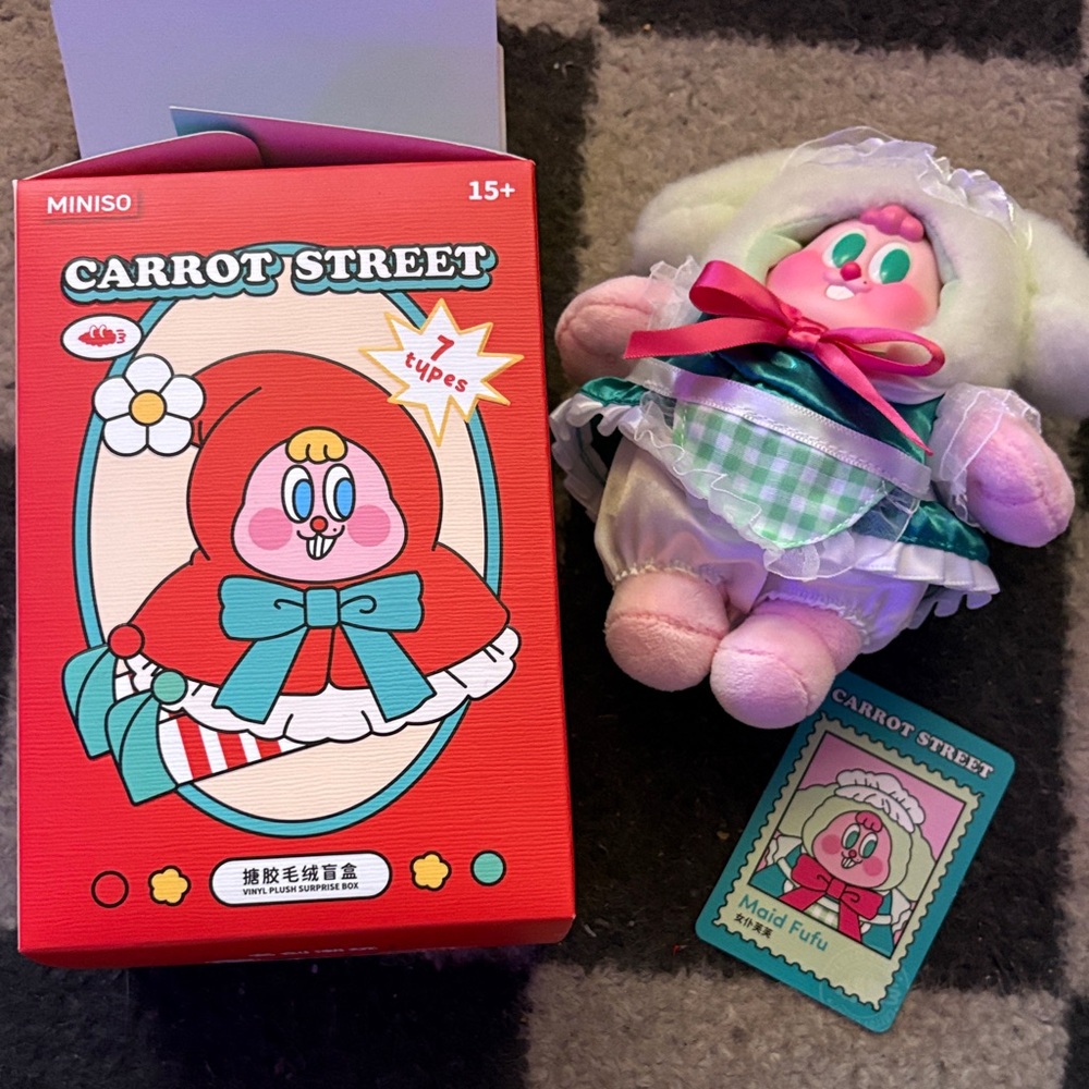 Carrot Street Maid Fufu Plush Toy - Pink & Green